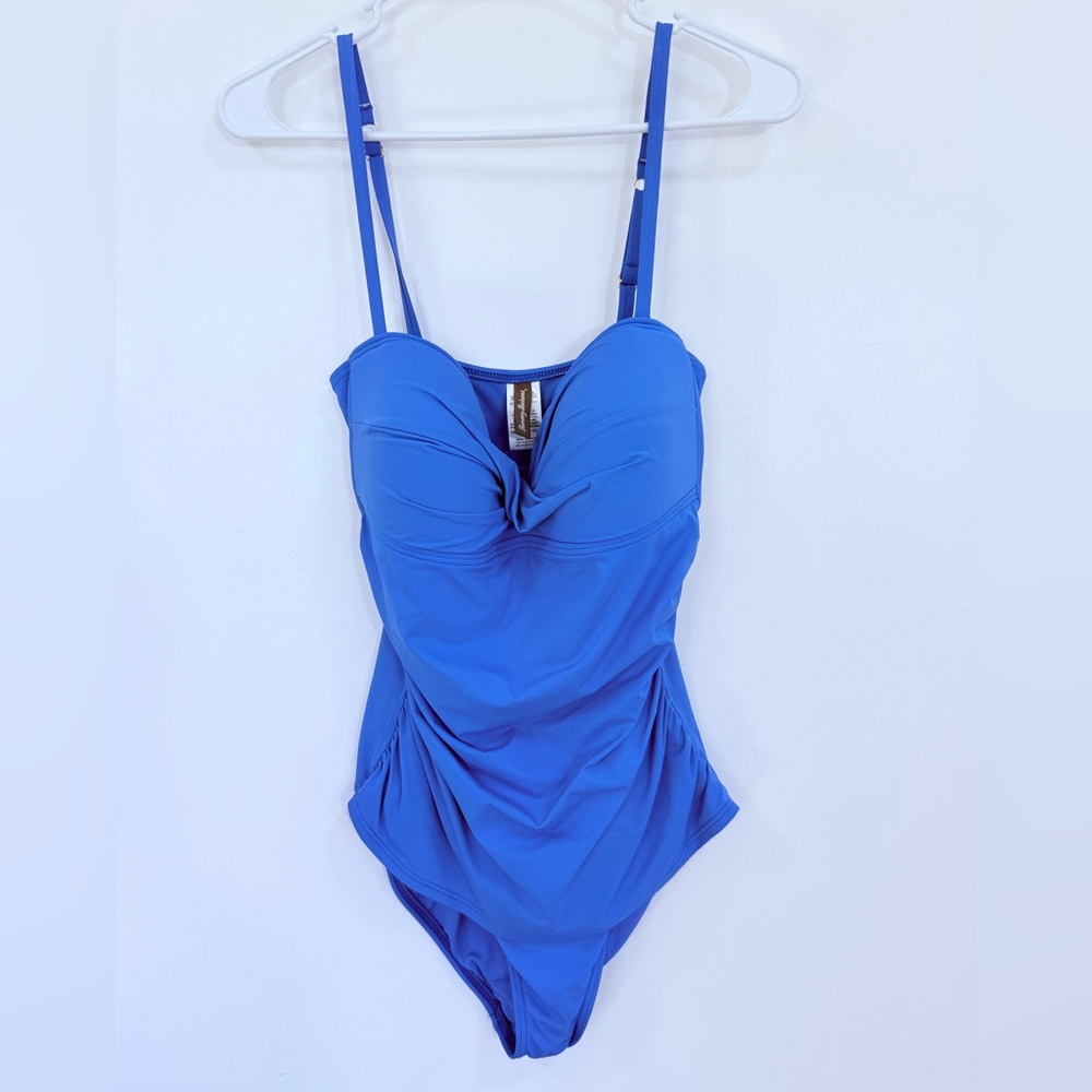Tommy Bahama Blue One-Piece Swimsuit Twist Front slimming brand new